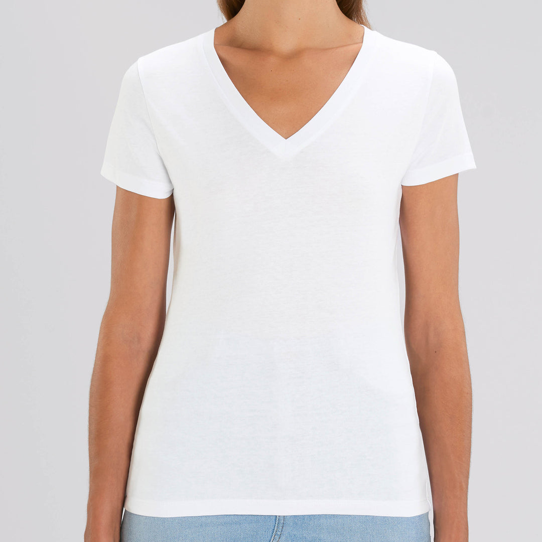 Damen T-Shirt weiß mit V-Kragen