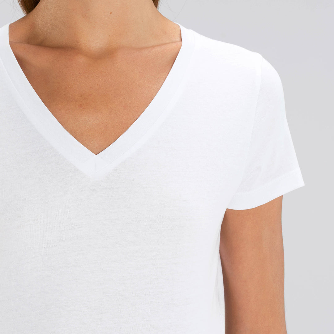 Damen T-Shirt weiß mit V-Kragen