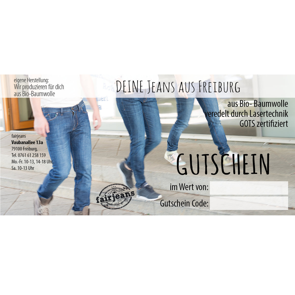 Geschenkgutschein von fairjeans aus Freiburg