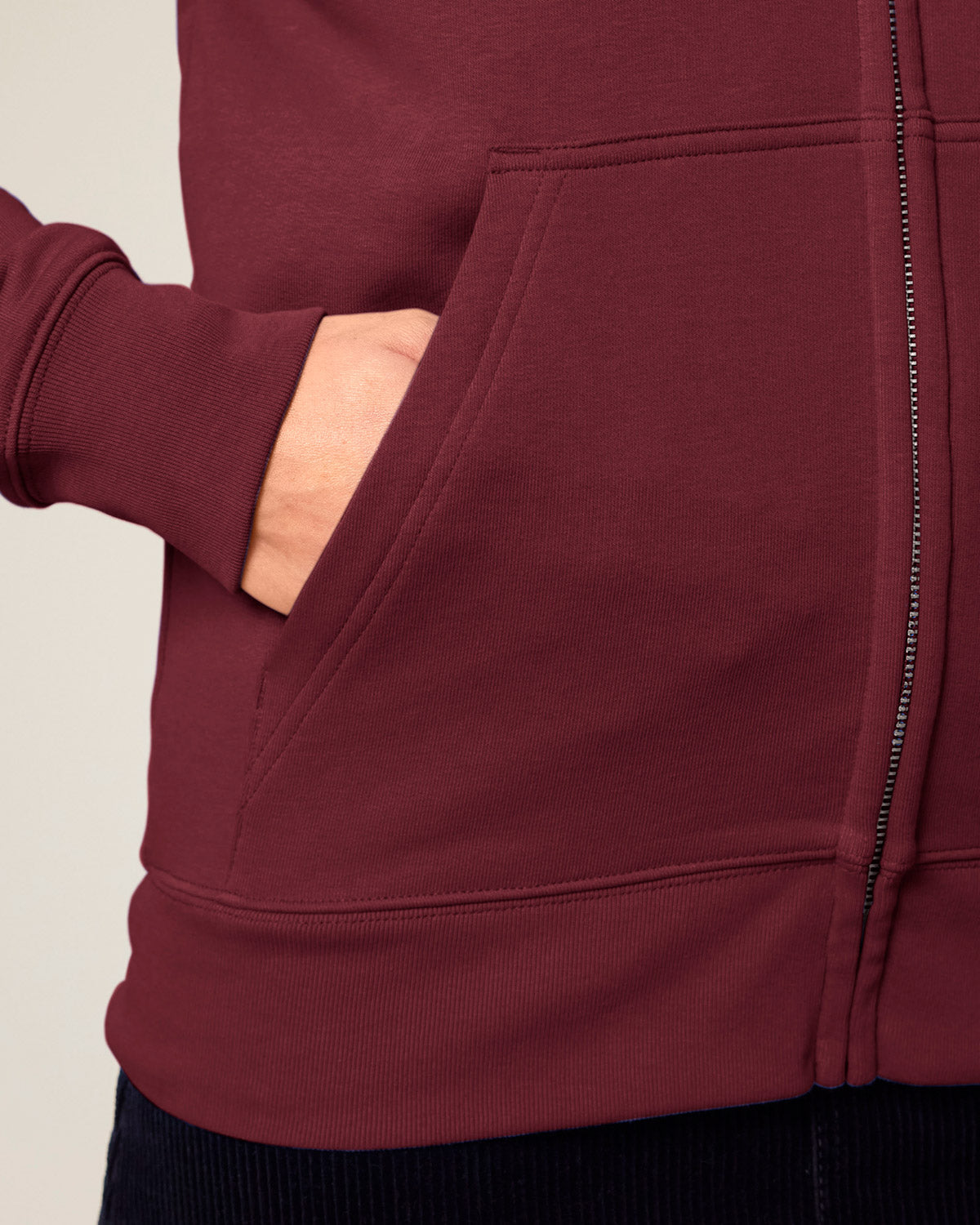 Nachhaltige Hoodie Jacke Weinrot