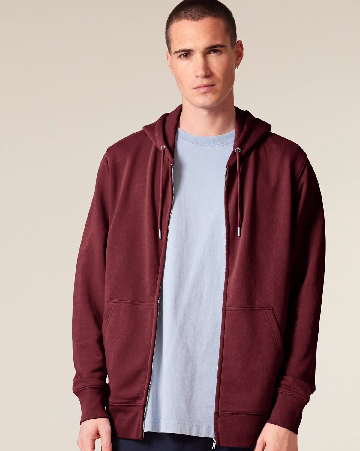 Nachhaltige Hoodie Jacke Weinrot