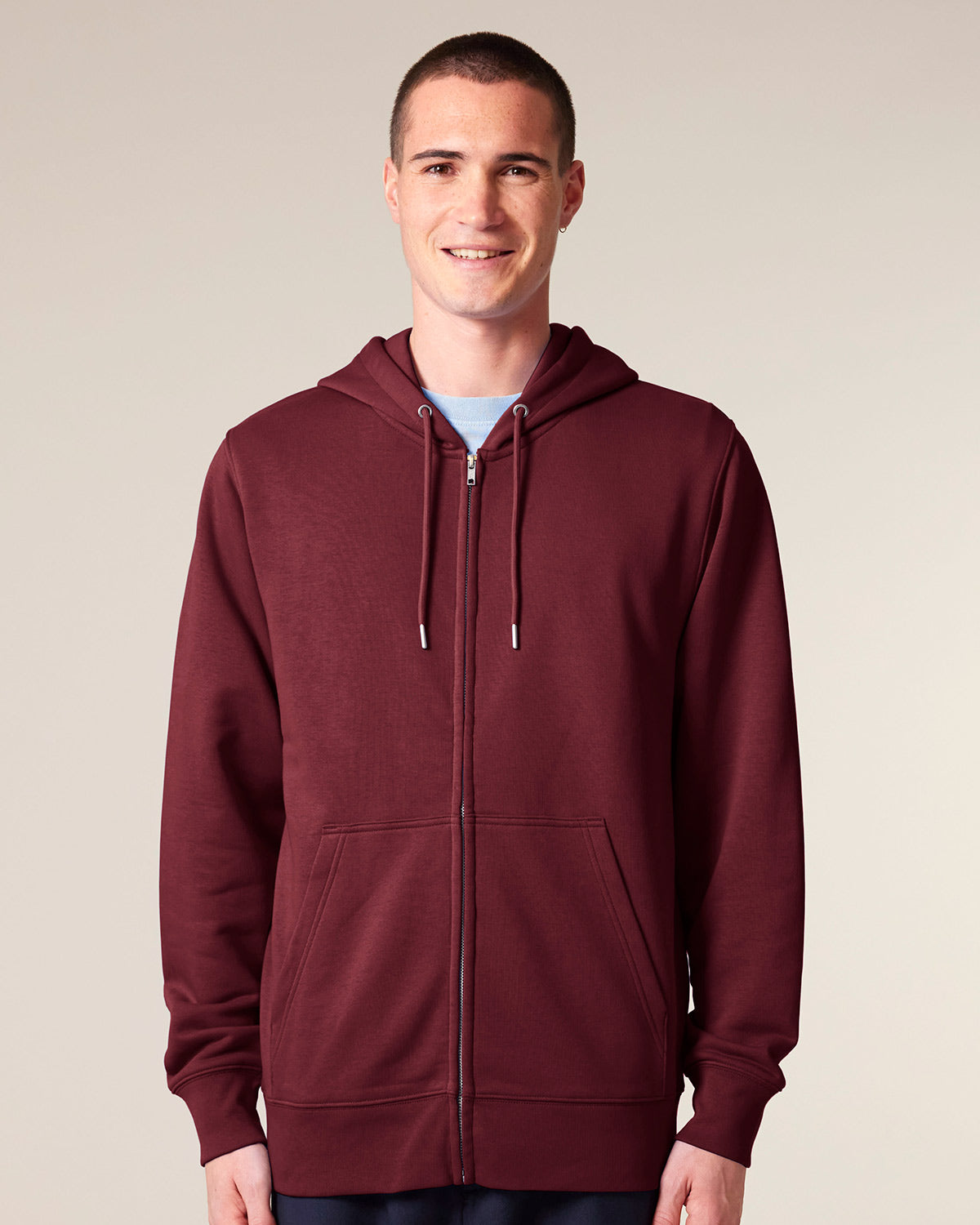 Nachhaltige Hoodie Jacke Weinrot
