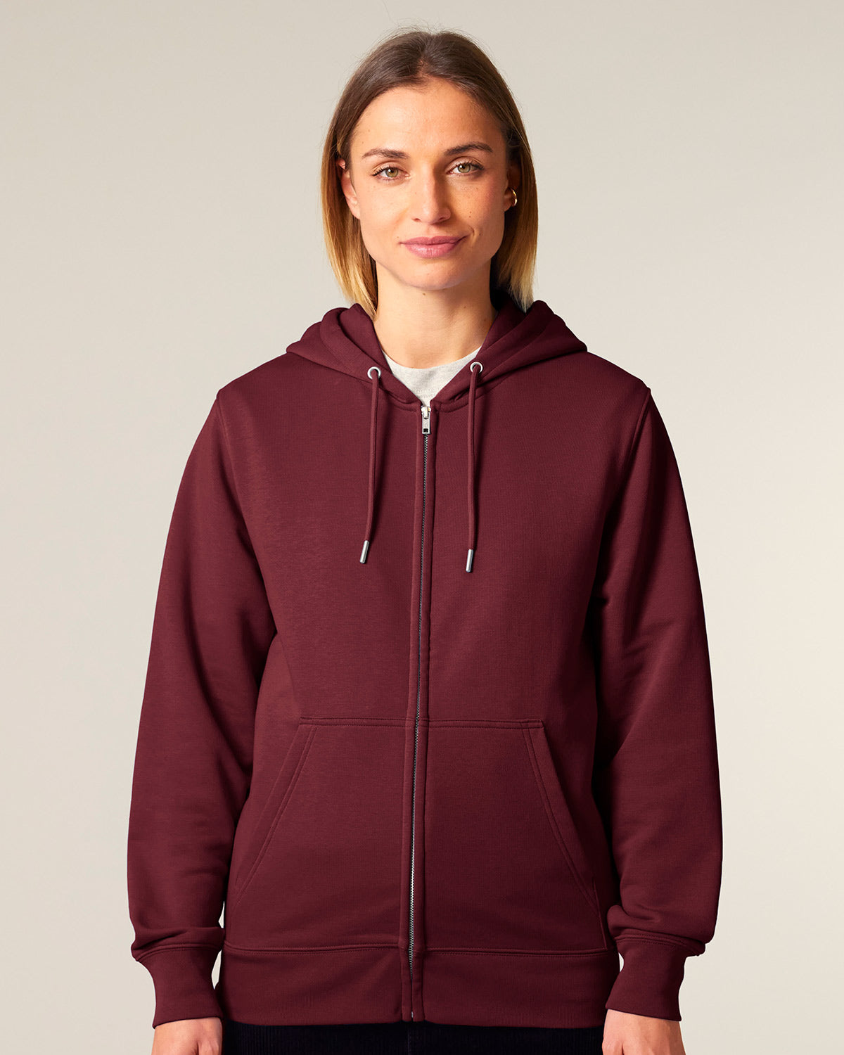 Nachhaltige Hoodie Jacke Weinrot