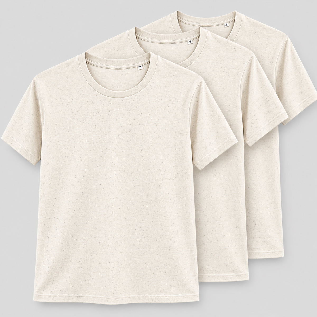 T-Shirt aus recycelter Baumwolle - naturweis (Unisex) 3-er Set