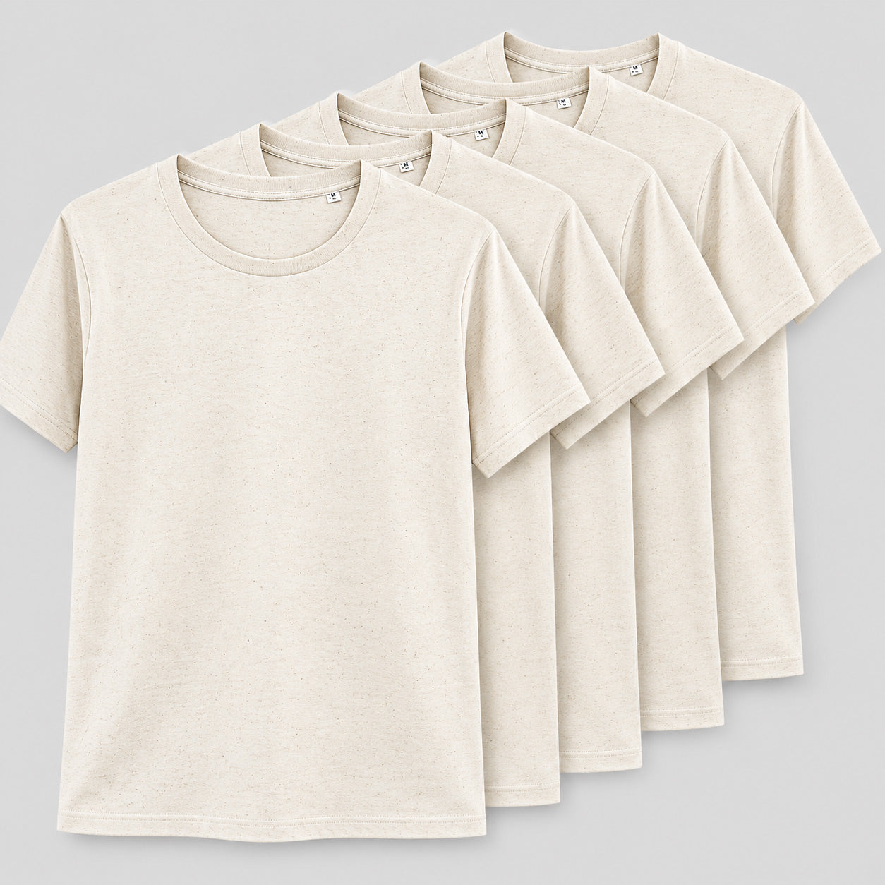 T-Shirt aus recycelter Baumwolle - naturweis (Unisex) 5-er Set