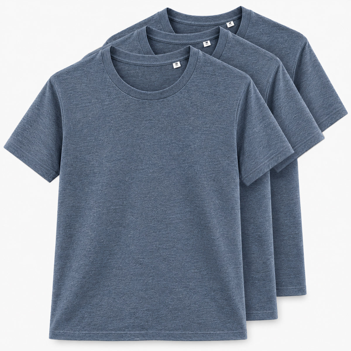 T-Shirt aus recycelter Baumwolle - rauchblau (Unisex) 3-er Pack